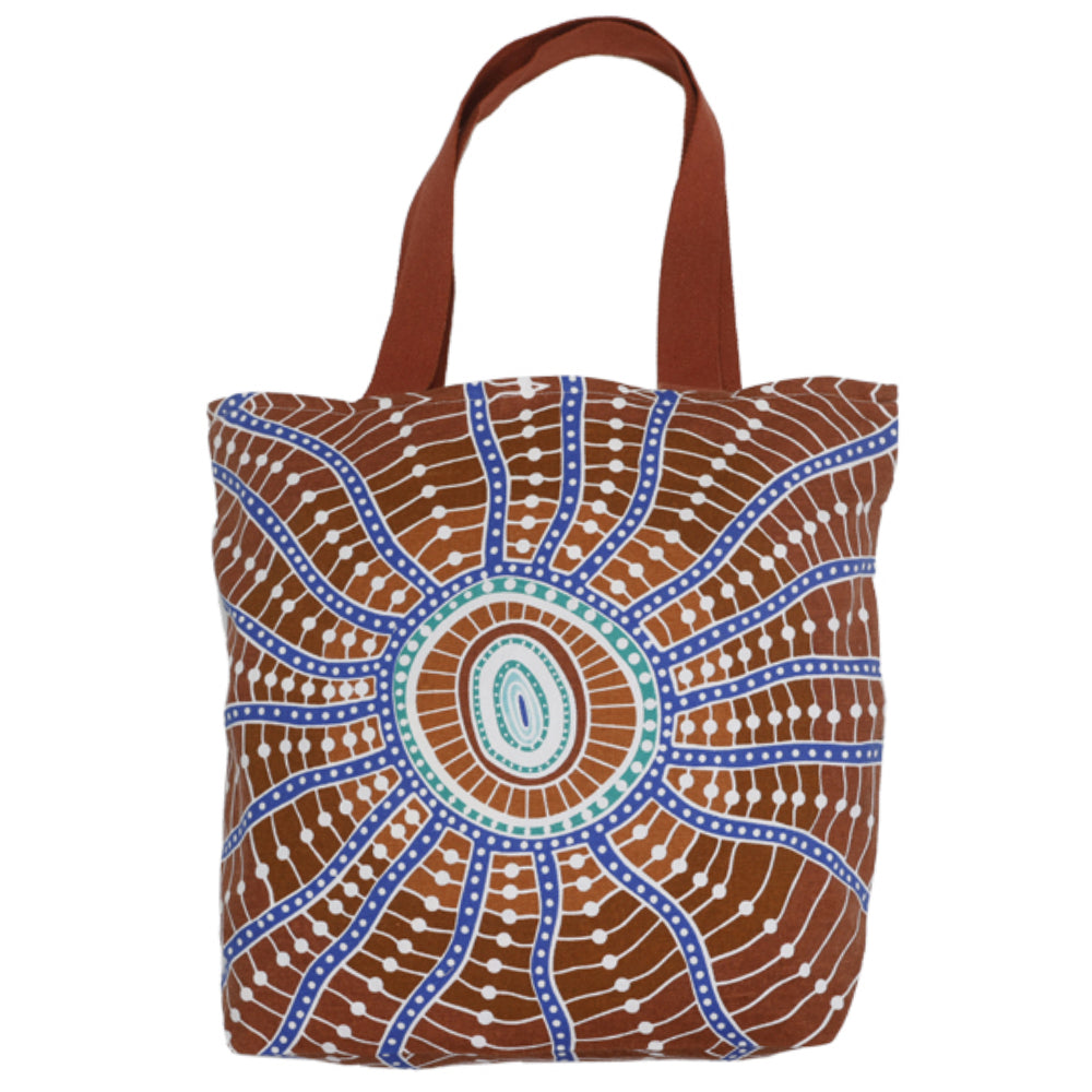 TOTE BAG, SHOPPING BAG, BEACH BAG - ABORIGINAL ART - WOVEN IN WATERHOLES - AUSTRALIA, INDIGENOUS, SOUVENIR, GIFT