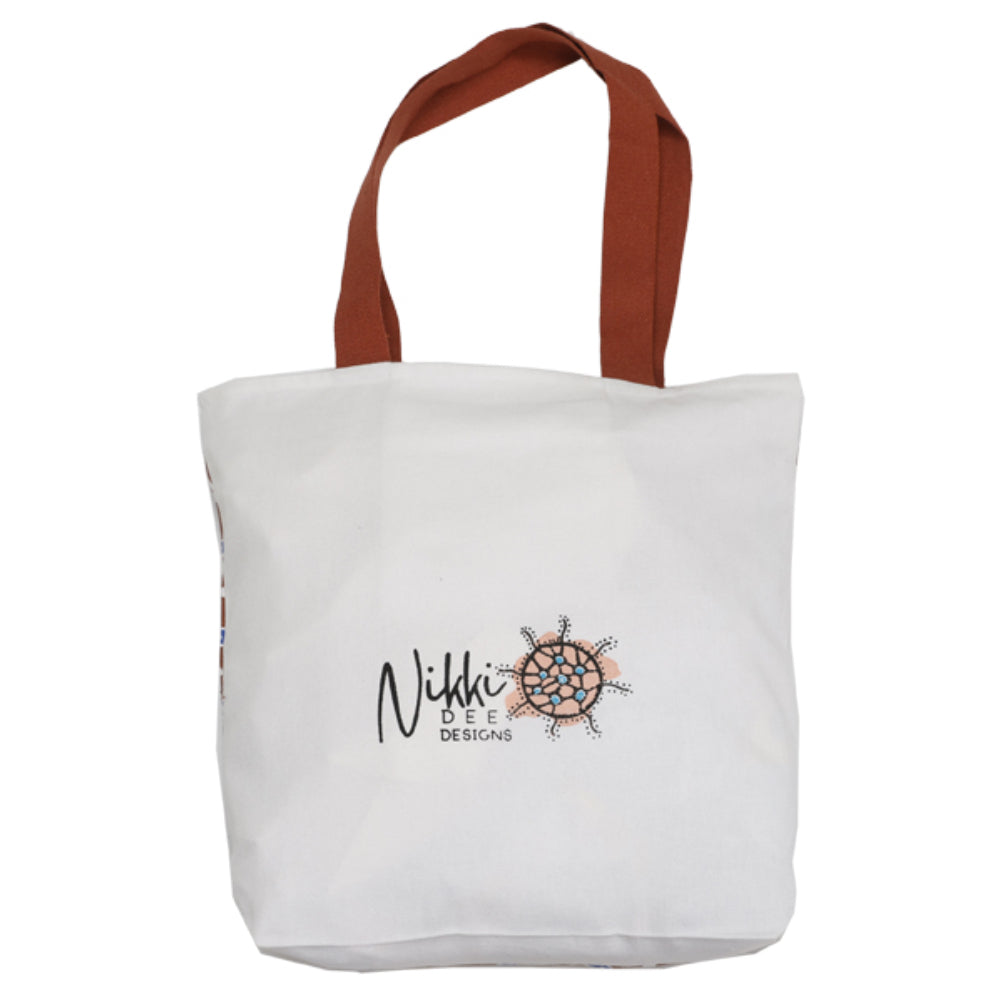 TOTE BAG, SHOPPING BAG, BEACH BAG - ABORIGINAL ART - WOVEN IN WATERHOLES - AUSTRALIA, INDIGENOUS, SOUVENIR, GIFT