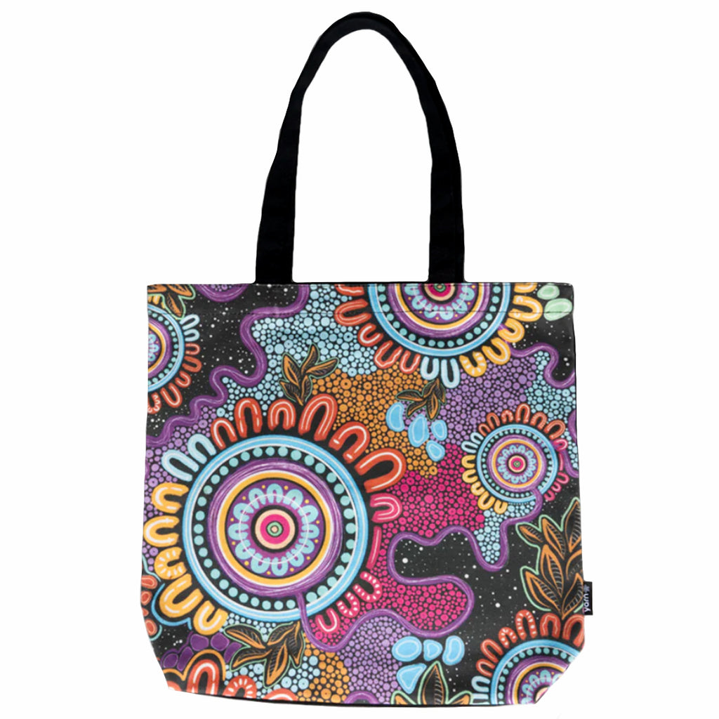 TOTE BAG, SHOPPING BAG, BEACH BAG - ABORIGINAL ART - CELEBRATION - AUSTRALIA, INDIGENOUS, SOUVENIR, GIFT