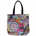 TOTE BAG, SHOPPING BAG, BEACH BAG - ABORIGINAL ART - CELEBRATION - AUSTRALIA, INDIGENOUS, SOUVENIR, GIFT