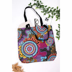 TOTE BAG, SHOPPING BAG, BEACH BAG - ABORIGINAL ART - CELEBRATION - AUSTRALIA, INDIGENOUS, SOUVENIR, GIFT