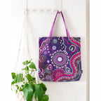 TOTE BAG, SHOPPING BAG, BEACH BAG - ABORIGINAL ART - MURU TO OUR BIRIWAL - AUSTRALIA, INDIGENOUS, SOUVENIR, GIFT