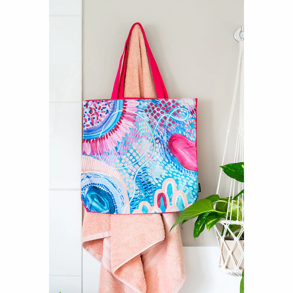 TOTE BAG, SHOPPING BAG, BEACH BAG - ABORIGINAL ART - MY JOURNEY - AUSTRALIA, INDIGENOUS, SOUVENIR, GIFT