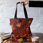 TOTE BAG, SHOPPING BAG - ABORIGINAL ART - MADE IN AUSTRALIA - JUSTIN BUTLER, RED - INDIGENOUS, SOUVENIR, GIFT