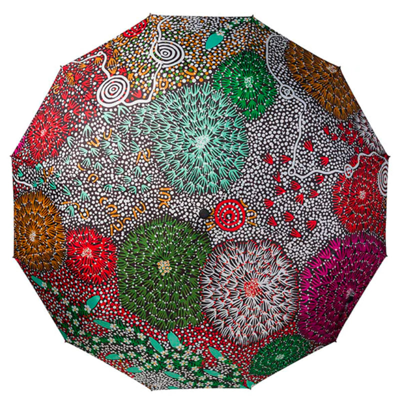 UMBRELLA (AUTO OPEN & CLOSE) - ABORIGINAL  ART - CORAL HAYES - AUSTRALIA, INDIGENOUS, SOUVENIR, GIFT
