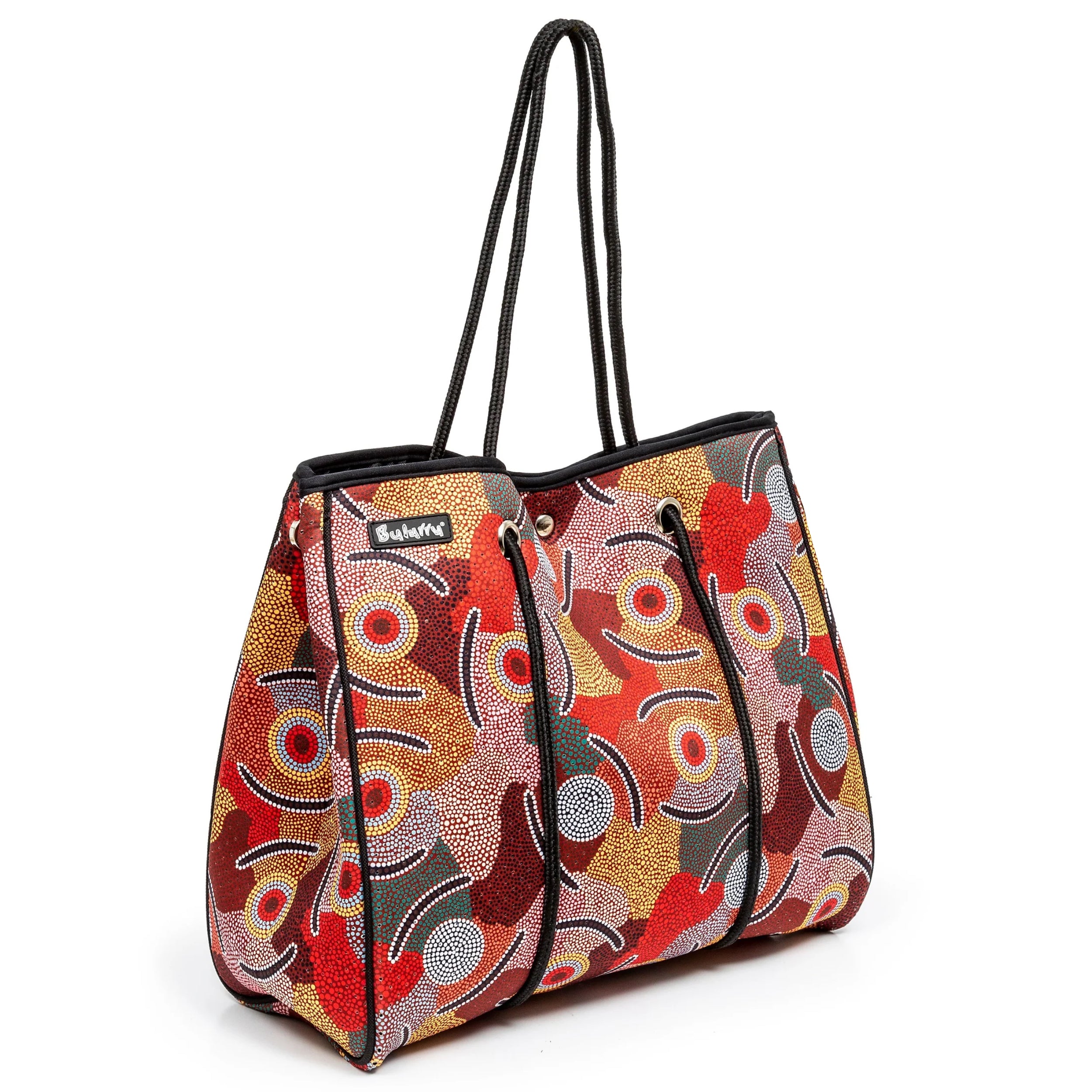 LARGE HAND BAG, TOTE BAG, URBAN BAG - ABORIGINAL ART - MAN’S CEREMONY - AUSTRALIA, INDIGENOUS, SOUVENIR, GIFT