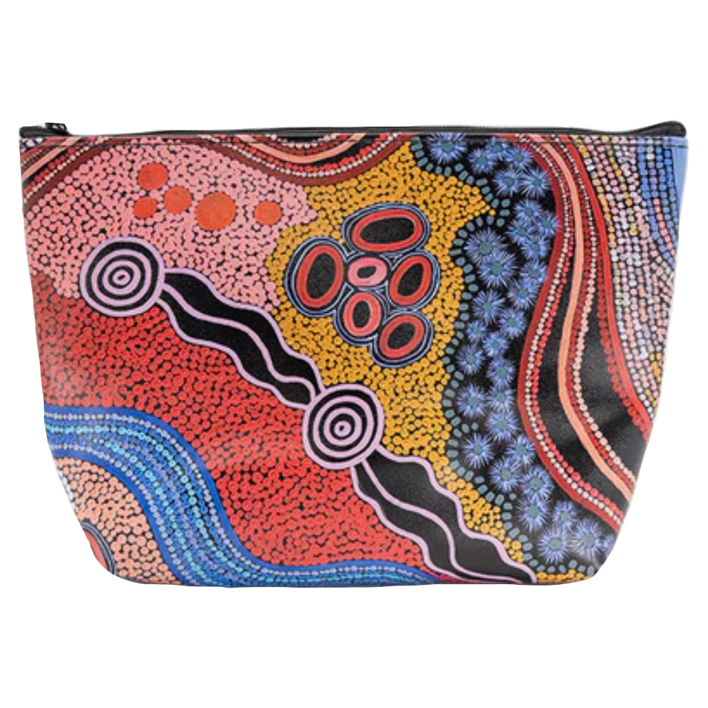 MAKEUP BAG, COSMETIC PURSE - ABORIGINAL ART - HEALING PLACES - UTILITY CASE, PENCIL CASE - AUSTRALIA, INDIGENOUS, SOUVENIR, GIFT