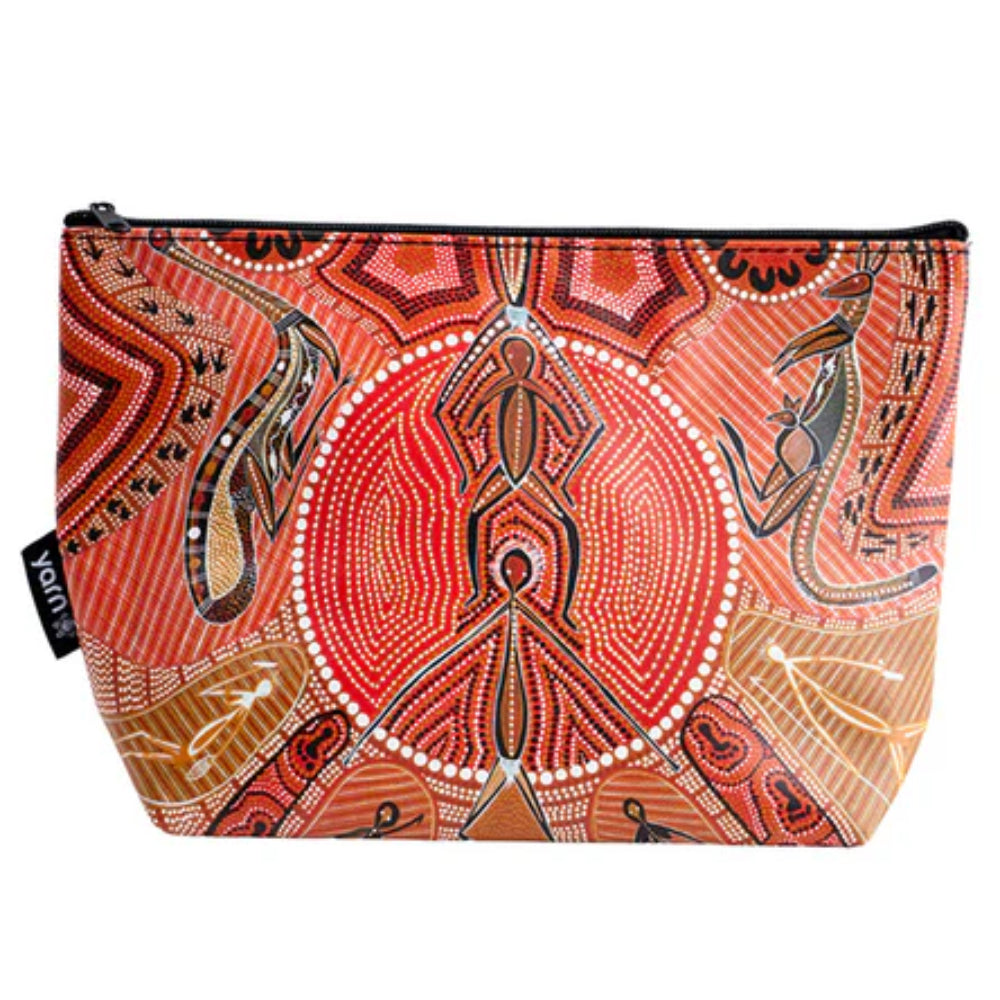 MAKEUP BAG, COSMETIC PURSE - ABORIGINAL ART - LEAVING FOOTPRINTS - UTILITY CASE, PENCIL CASE - AUSTRALIA, INDIGENOUS, SOUVENIR, GIFT