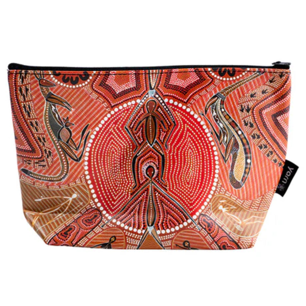 MAKEUP BAG, COSMETIC PURSE - ABORIGINAL ART - LEAVING FOOTPRINTS - UTILITY CASE, PENCIL CASE - AUSTRALIA, INDIGENOUS, SOUVENIR, GIFT