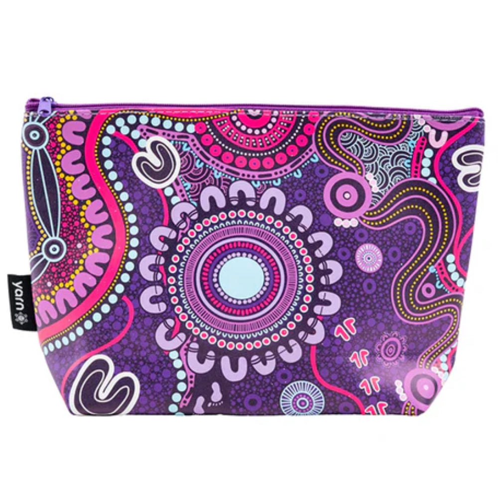 MAKEUP BAG, COSMETIC PURSE - ABORIGINAL ART - MURU TO OUR BIRIWAL - UTILITY CASE, PENCIL CASE - AUSTRALIA, INDIGENOUS, SOUVENIR, GIFT