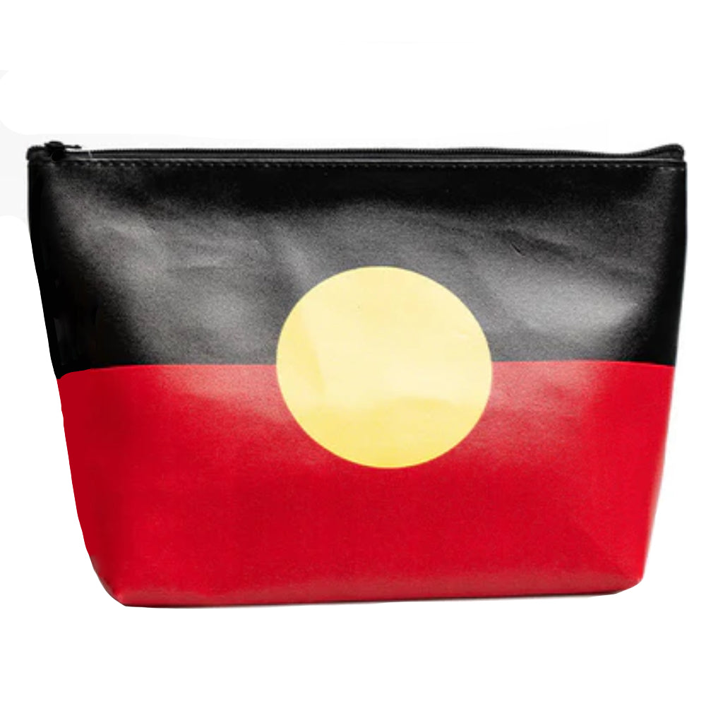 MAKEUP BAG, COSMETIC PURSE - ABORIGINAL ART - ABORIGINAL FLAG, RAISE THE FLAG - UTILITY CASE, PENCIL CASE - AUSTRALIA, INDIGENOUS, SOUVENIR, GIFT