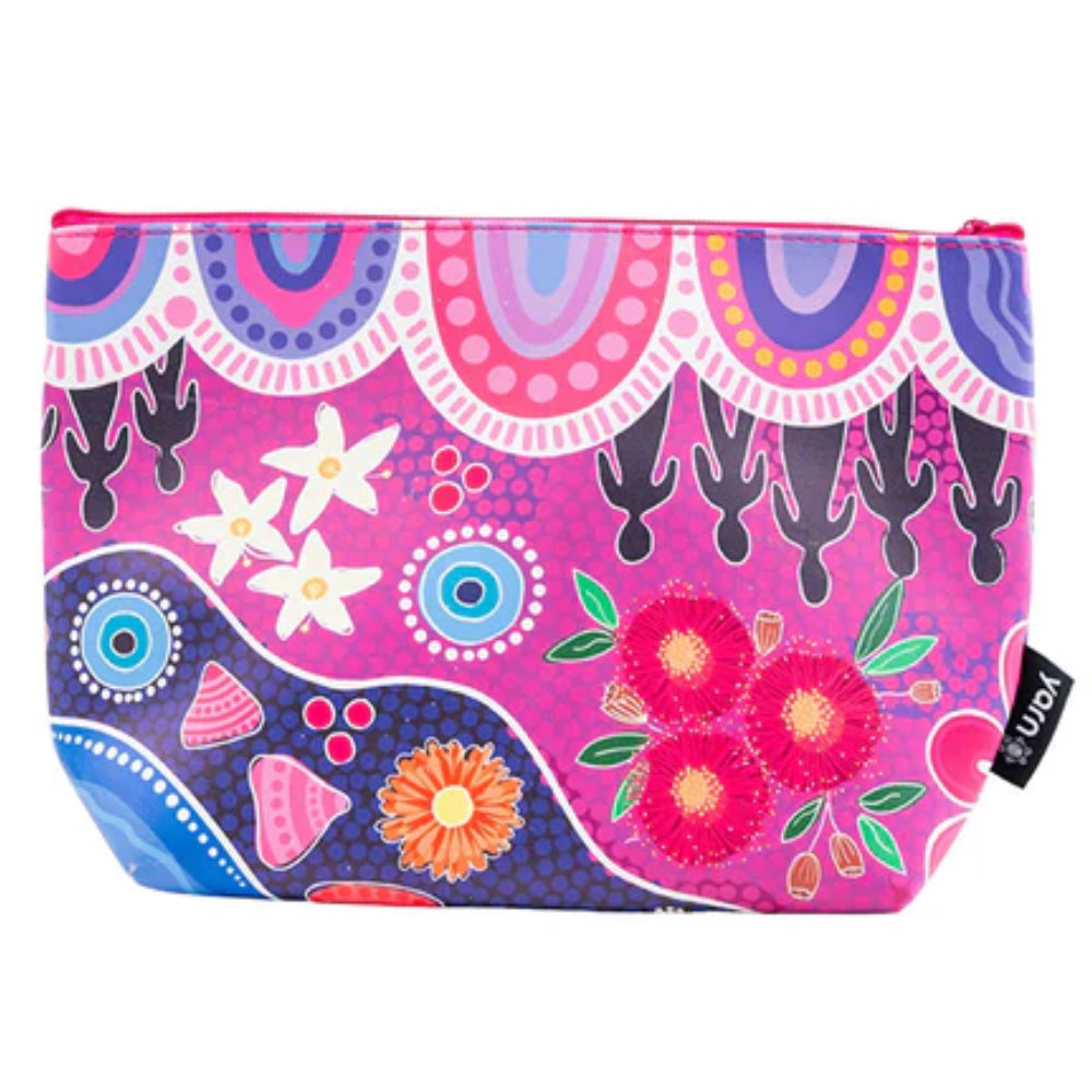 MAKEUP BAG, COSMETIC PURSE - ABORIGINAL ART - THRIVING TOGETHER - UTILITY CASE, PENCIL CASE - AUSTRALIA, INDIGENOUS, SOUVENIR, GIFT