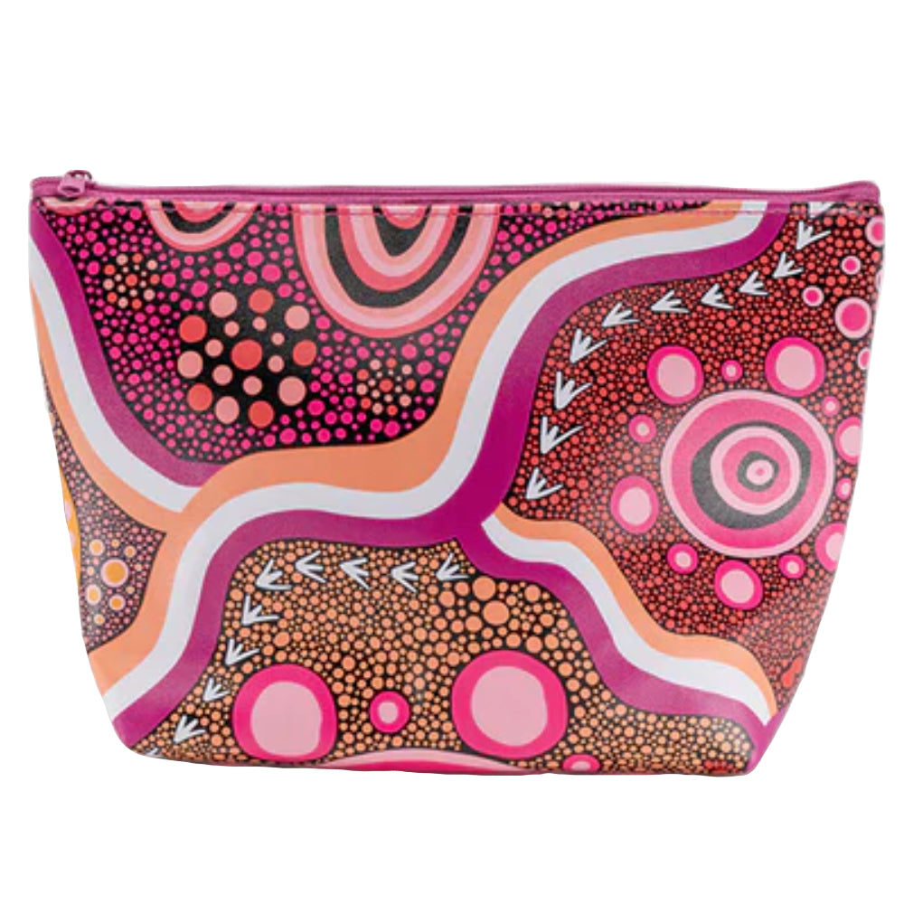 MAKEUP BAG, COSMETIC PURSE - ABORIGINAL ART - WOMEN'S BUSINESS - UTILITY CASE, PENCIL CASE - AUSTRALIA, INDIGENOUS, SOUVENIR, GIFT