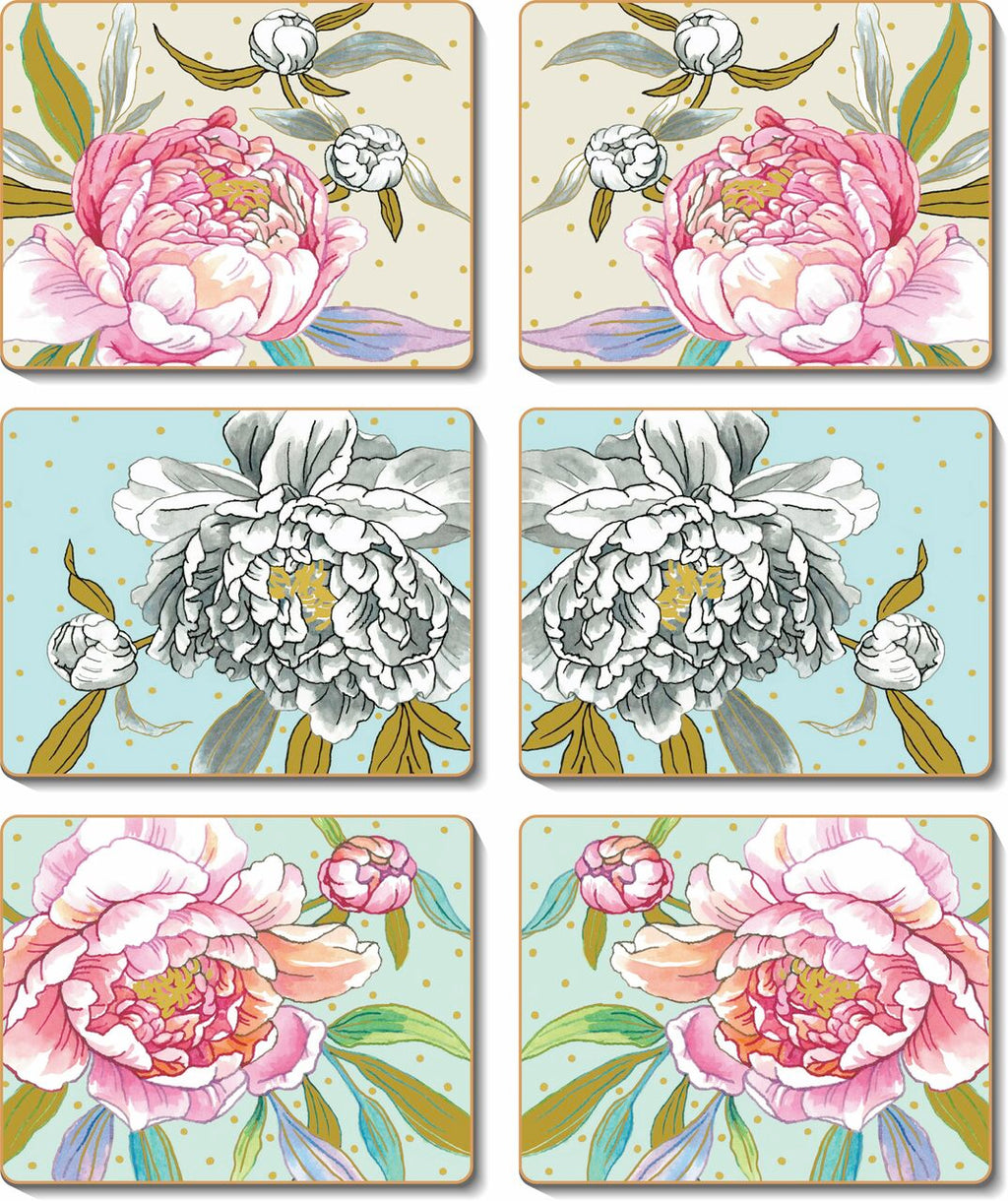 6 PLACEMATS + 6 COASTERS - CINNAMON, CORK - VERONA FLOWERS, AUSTRALIA - SOUVENIR, GIFT