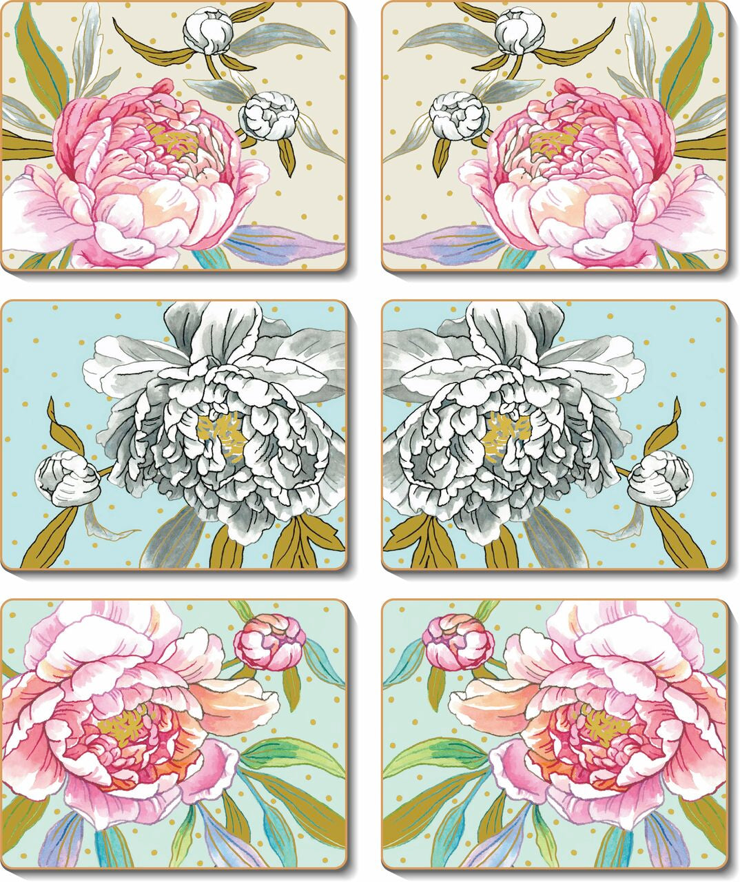 6 PLACEMATS + 6 COASTERS - CINNAMON, CORK - VERONA FLOWERS, AUSTRALIA - SOUVENIR, GIFT
