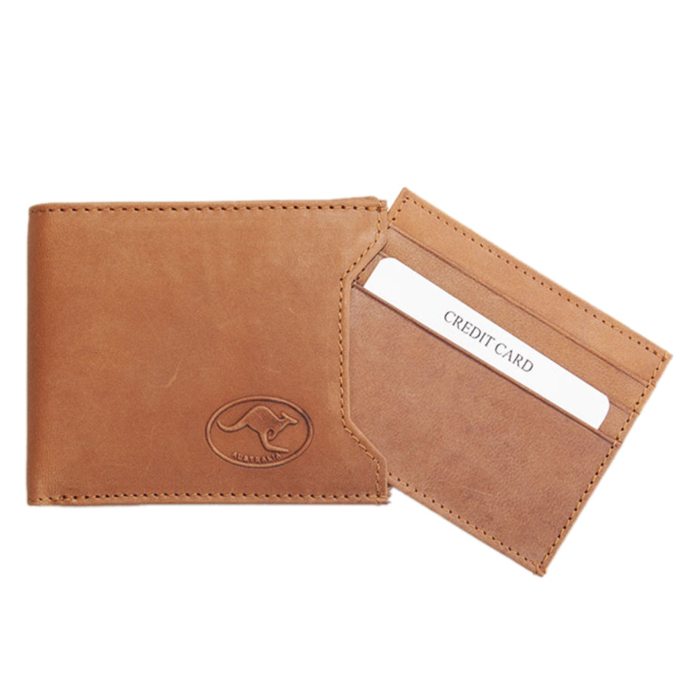 MENS WALLET - ABORIGINAL  ART - LEATHER - TAN - KANGAROO - AUSTRALIA, INDIGENOUS, SOUVENIR, GIFT