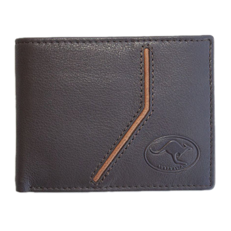 MENS WALLET - ABORIGINAL  ART - LEATHER - BROWN, TAN, TWO TONE - KANGAROO - AUSTRALIA, INDIGENOUS, SOUVENIR, GIFT