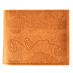 MENS WALLET - ABORIGINAL  ART - LEATHER - TAN - DAMIEN & YILPI MARKS - AUSTRALIA, INDIGENOUS, SOUVENIR, GIFT