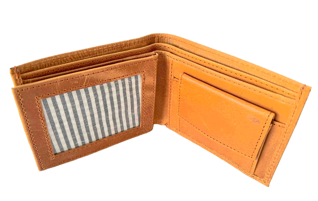 MENS WALLET - ABORIGINAL  ART - LEATHER - TAN - DAMIEN & YILPI MARKS - AUSTRALIA, INDIGENOUS, SOUVENIR, GIFT